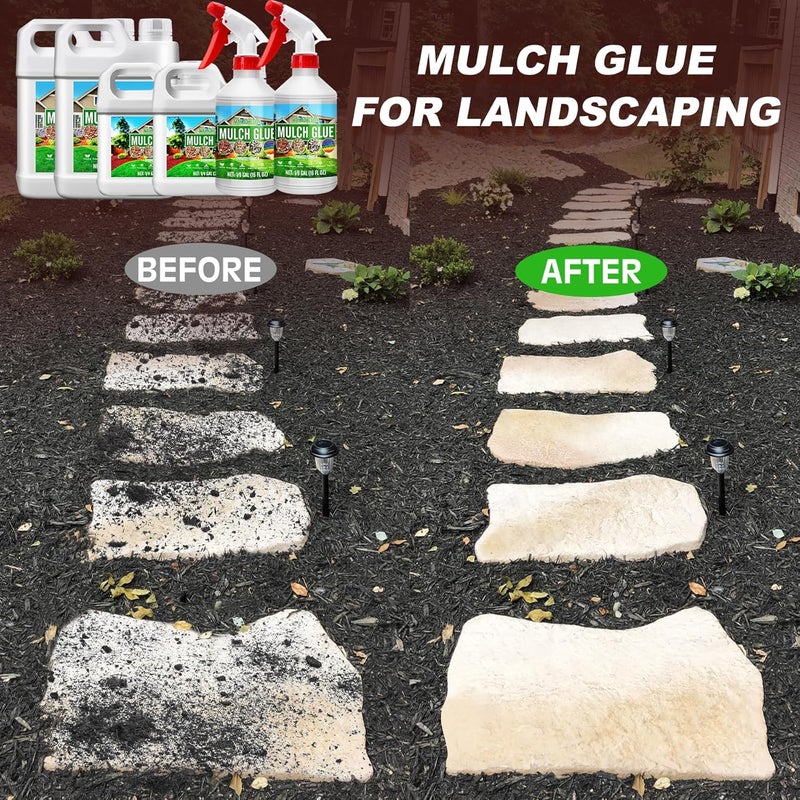 DecorRom Mulch Glue - 32oz Concentrate Gravel Glue, Strong Mulch Lock Landscape Adhesive with Applicator for Landscaping Covers, Garden - Ready to Use Non Toxic Pea Gravel Stabilizer for Patio Rock, Bark - Image 3